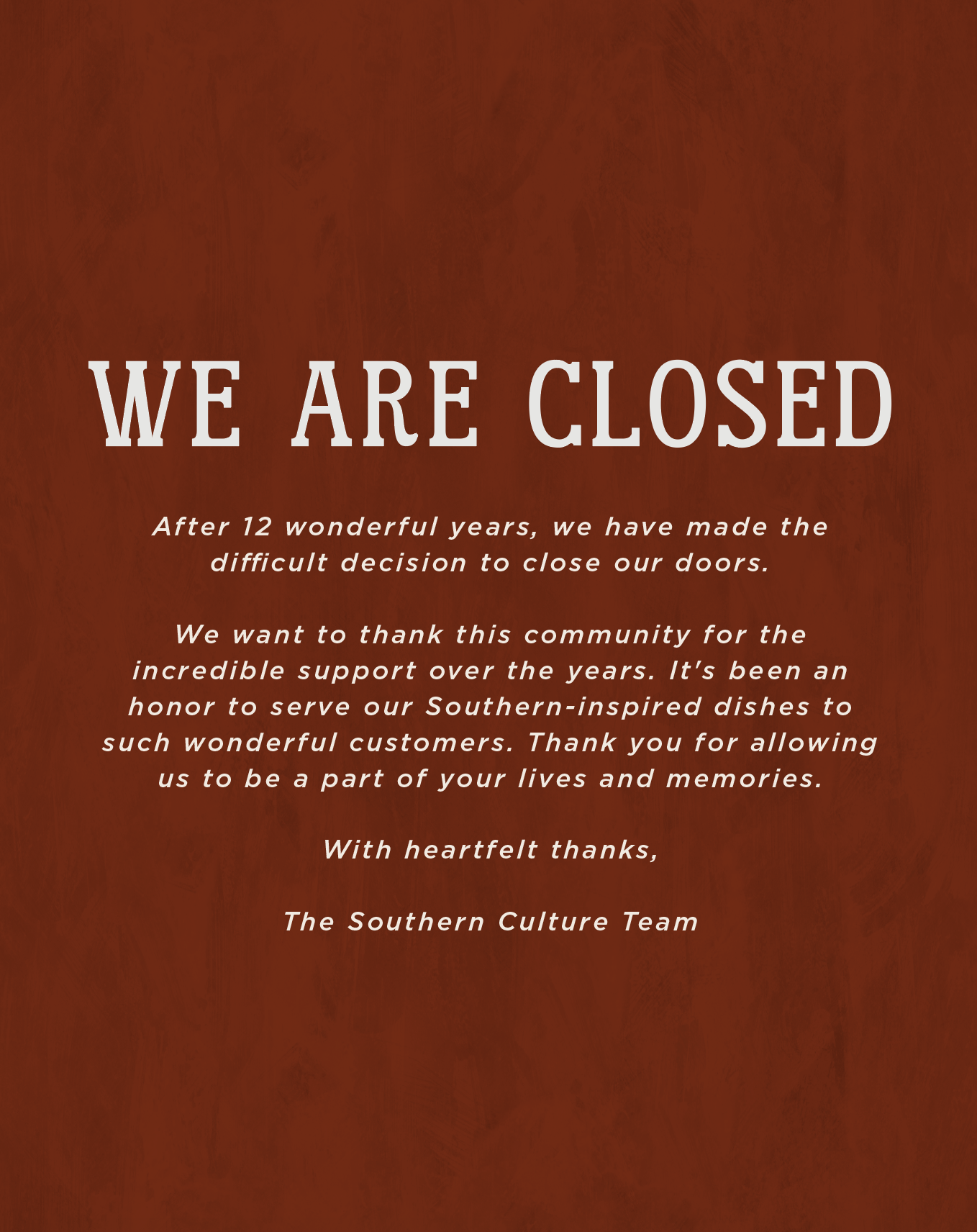 We are closed